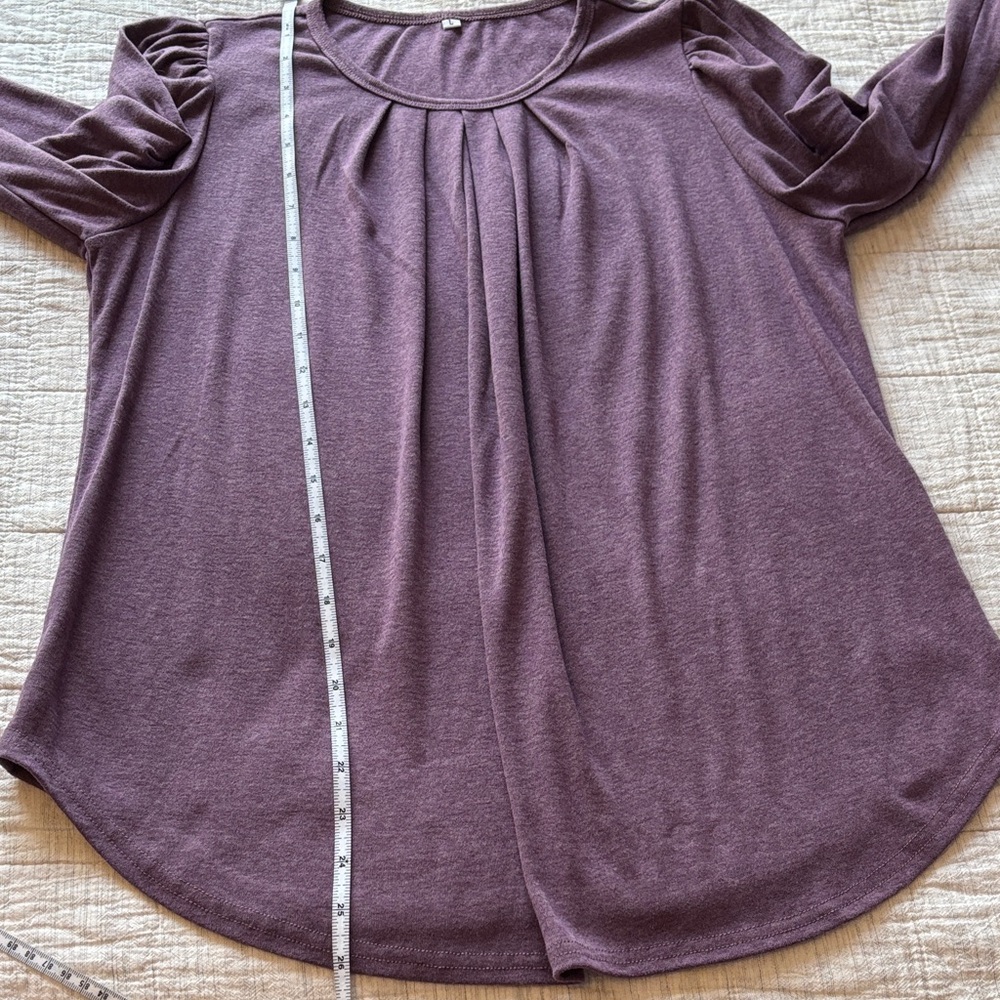 Women's Purple Pleated Long-Sleeve Top - Picture 6 of 8